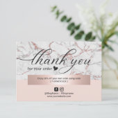バラモダン金ゴールド大理石赤面ピンクオーダーサンキュー サンキューカード (スタンド正面)