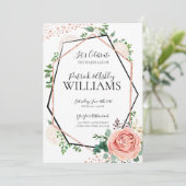 バラモダン金ゴールド幾何結婚式受付 招待状 (スタンド正面)