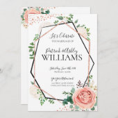 バラモダン金ゴールド幾何結婚式受付 招待状 (正面/裏面)