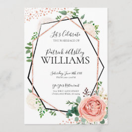 バラモダン金ゴールド幾何結婚式受付 招待状