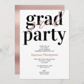 バラモダン金ゴールド書道卒業党 招待状 (正面/裏面)