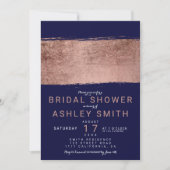 バラモダン金ゴールド海軍筆遣ブライダルシャワー 招待状 (正面)