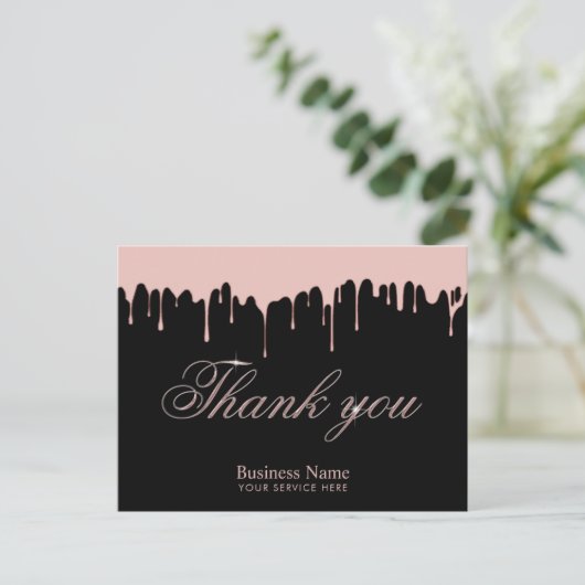 バラモダン金ゴールド滴下美しいサロンありがとう ポストカード (スタンド正面)