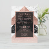 バラモダン金ゴールド白黒マーブルスウィート16 招待状 (スタンド正面)