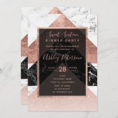 バラモダン金ゴールド白黒マーブルスウィート16 招待状 (正面/裏面)