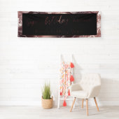 バラモダン金ゴールド白黒マーブルハッピーバースデー 横断幕 (インサイチュ)