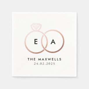 バラモダン金ゴールド結婚ズリングや輪カクテルナプキン スタンダードカクテルナプキン