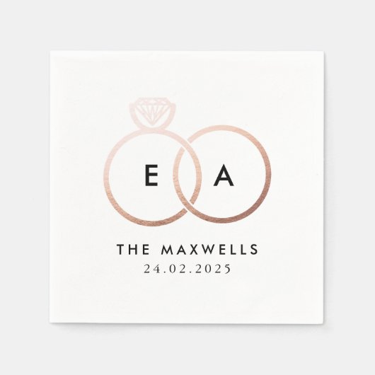 バラモダン金ゴールド結婚ズリングや輪カクテルナプキン スタンダードカクテルナプキン (正面)