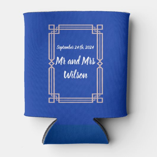 バラモダン金ゴールド縁どオンネビーブルークーラーボックス 缶クーラー (正面)