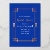 バラモダン金ゴールド縁どオンネビーブルーブライダルシャワー 箔招待状 (正面)