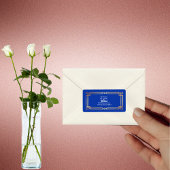 バラモダン金ゴールド縁どネイビーブルー差出人住所 ラベル