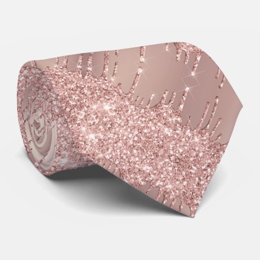 バラモダン金ゴールド赤面グリッタードリップ付きネックタイ ネクタイ (ロール)