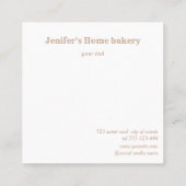 バラモダン金ゴールド転がのピンウィスクシェフベーカリー スクエア名刺 (裏面)