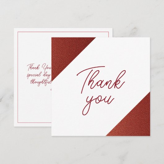 バラモダン金ゴールド銅グリッタースウィート16誕生日 サンキューカード (正面/裏面)