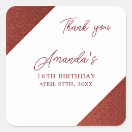 バラモダン金ゴールド銅グリッタースウィート16誕生日 スクエアシール