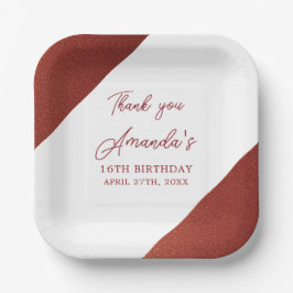 バラモダン金ゴールド銅グリッタースウィート16誕生日 ペーパープレート