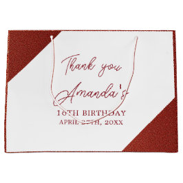 バラモダン金ゴールド銅グリッタースウィート16誕生日 ラージペーパーバッグ