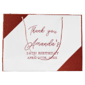 バラモダン金ゴールド銅グリッタースウィート16誕生日 ラージペーパーバッグ (裏面)