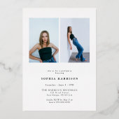 バラモダン金ゴールド2023写真卒業 箔招待状 (裏面)