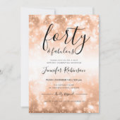 バラモダン金ゴールド40歳と素晴らしい40歳の誕生日 招待状 (正面)