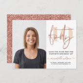 バラモダン金ゴールド40th誕生日の写真Save The Date ポストカード (正面/裏面)