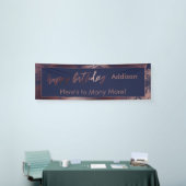 バラモダン金ゴールド&ネイビーマーブルハッピーバースデー 横断幕 (トレードショー)