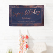 バラモダン金ゴールド&ネイビーマーブルハッピーバースデー 横断幕 (インサイチュ)