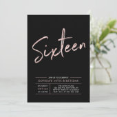 バラモダン金ゴールド&ブラックスウィート16thバースデーパーティー 招待状 (スタンド正面)