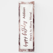 バラモダン金ゴールド&ホワイトマーブルハッピーバースデー 横断幕 (縦)