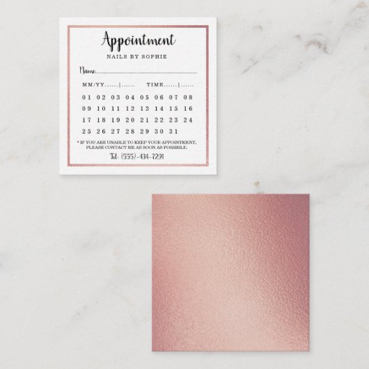 バラモダン金箔カレンダーアポイントメントカード エンクロージャーカード (正面/裏面)