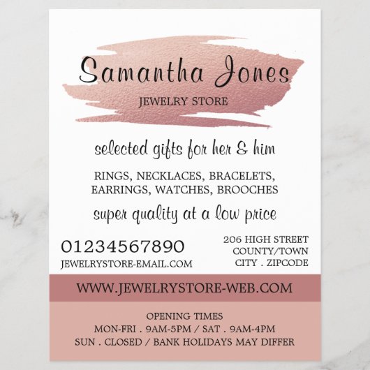 バラモダン金箔ブラッシュストローク、ジュエリー店 チラシ (正面)