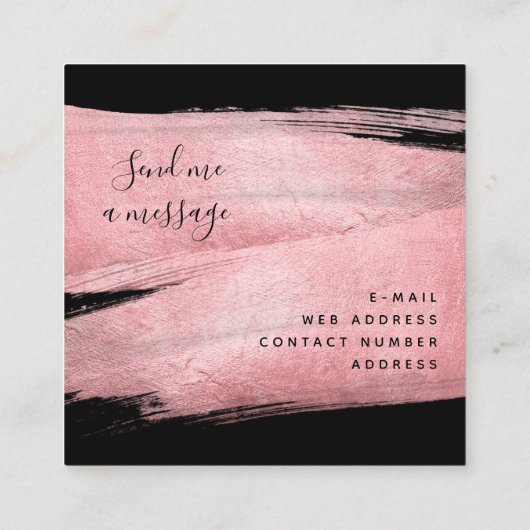 バラモダン金箔メー絵を描クアップサロンブラック スクエア名刺 (裏面)