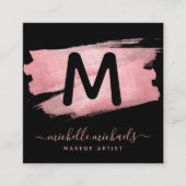 バラモダン金箔メー絵を描クアップサロンブラック スクエア名刺 (正面)