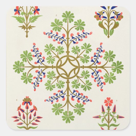 バラモチーフ壁紙デザインM印刷& N.ハ スクエアシール (正面)