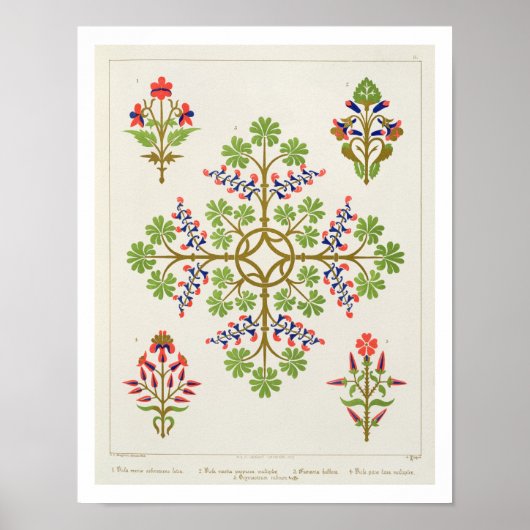 バラモチーフ壁紙デザインM印刷& N.ハ ポスター (正面)