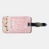 バラモノグラムの金ゴールドグリッタードリップピンクフローラ ラゲッジタグ (裏面横)