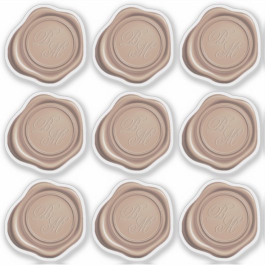 バラモノグラムの金ゴールドフェイクワックスシール シール (正面)