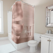 バラモノグラムの金ゴールドブラシ仕上げ金属パームリーフ シャワーカーテン (インサイチュ)