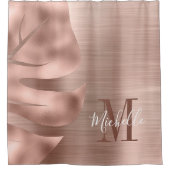 バラモノグラムの金ゴールドブラシ仕上げ金属パームリーフ シャワーカーテン (正面)