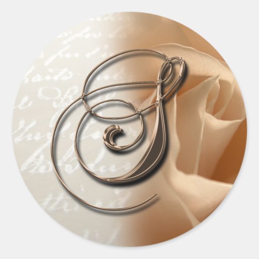 バラモノグラム文字結婚Sの封筒用シール ラウンドシール (正面)