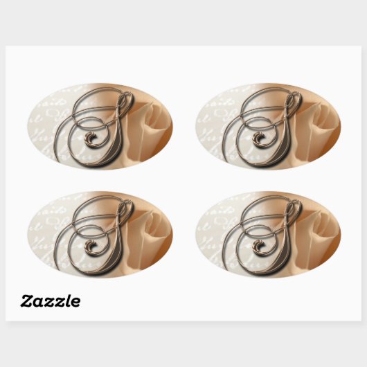 バラモノグラムSオーバル結婚式の引き出物シール 楕円形シール (シート)