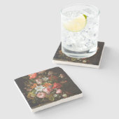 バラユリ、チューリップの静物画 ストーンコースター (横)
