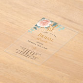 バラユーカリ赤面ブライダルシャワー アクリル招待状 (レイダウン)