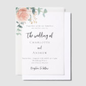 バラユーカリ赤面結婚ズ ベラム紙招待状 (オフセット)