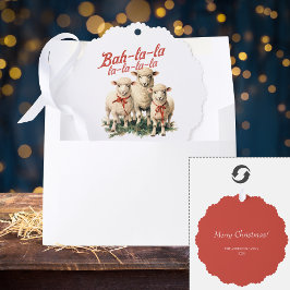 バララキュートレトロクリスマスヒツジ オーナメントカード