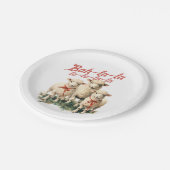 バララキュートレトロクリスマスヒツジ ペーパープレート (アングル)