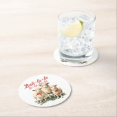 バララキュートレトロクリスマスヒツジ ラウンドペーパーコースター (インサイチュ)