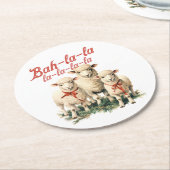 バララキュートレトロクリスマスヒツジ ラウンドペーパーコースター (アングル)