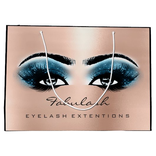 バララッシュブルーメイクアップグリッター美しい化粧品 ラージペーパーバッグ (裏面)