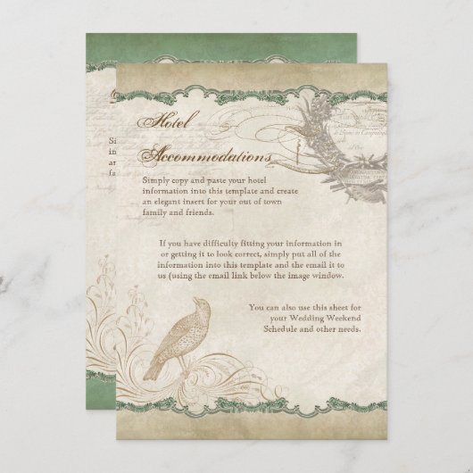 バララフランスのブバードヴィンテージレースアップルグリーン エンクロージャーカード (正面/裏面)